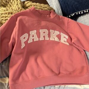 Parker Coral Crewneck Sweatshirt with White Appliqué Logo